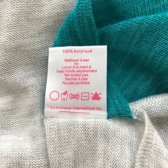 John + Jenn Gray Turquoise Hi Low Top Sweater Size Medium - Picture 12 of 12